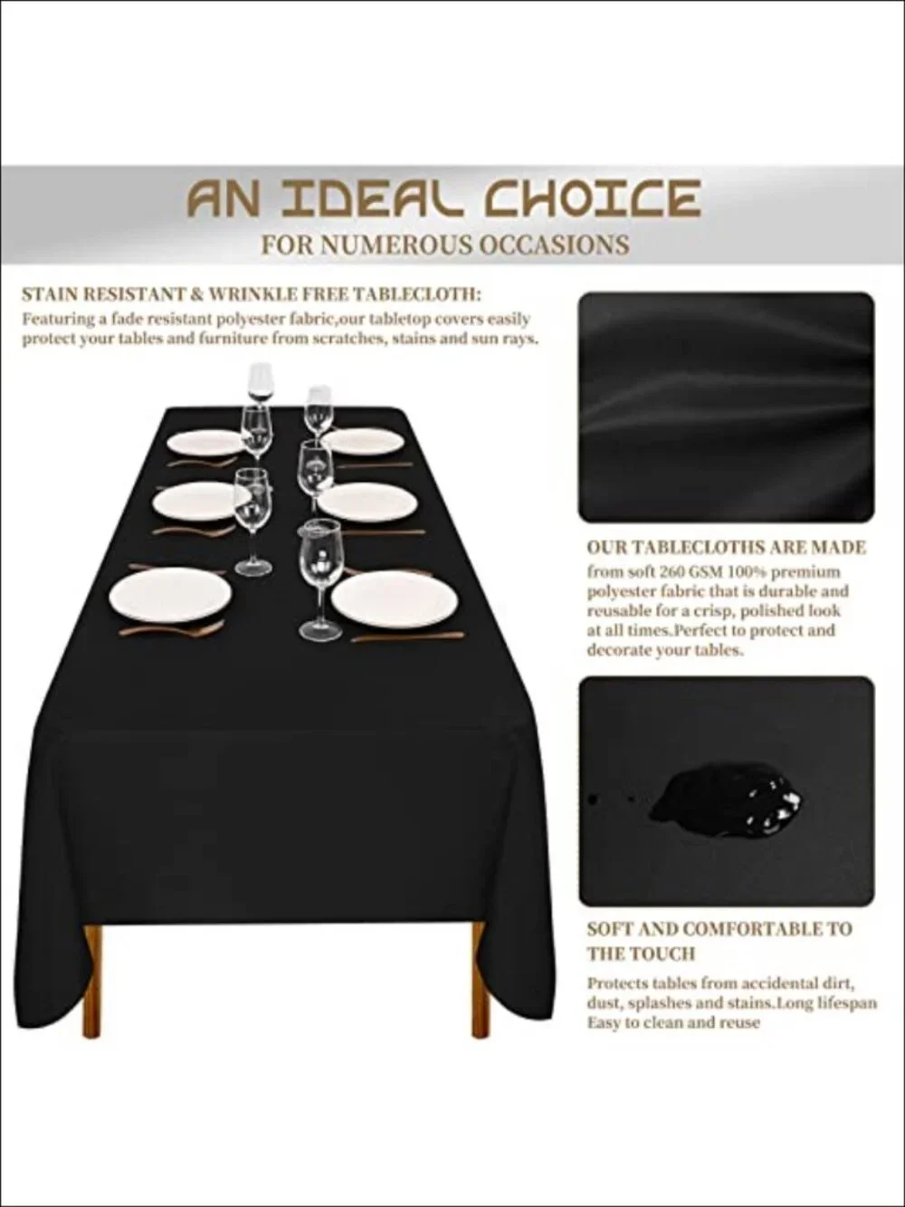 4 Pack Polyester Tablecloths 60x102 Inch Rectangle Dining Table Cover